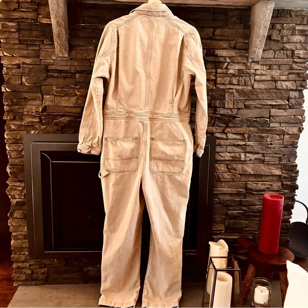 TOPSHOP - ⚠️Long Sleeve,Non-stretch, Tan Denim Boilersuit - Women’s Size 12 - Picture 4 of 6